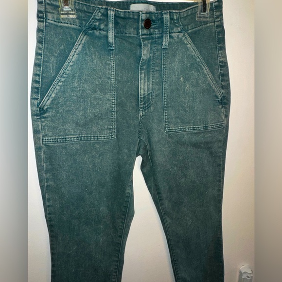 High-Waisted Green Mineral Washed Denim Jeans - Picture 2 of 5